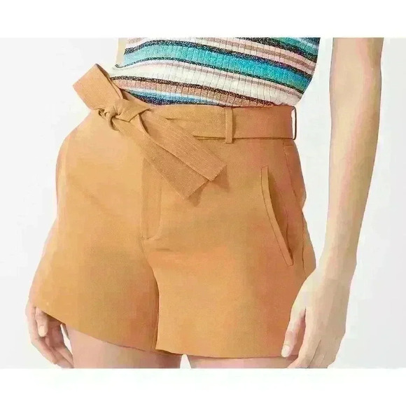 Nine West Belted Shorts Women Size L Large Purple Stretch Career‎ Paperbag - Picture 6 of 6